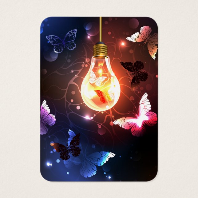 Bombilla brillante con mariposas nocturnas (Frente)