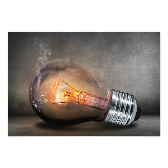 Bombilla brillante de luz, foto de humo de vidrio  (Frente)