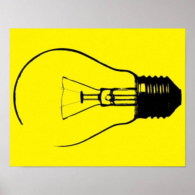 Bombilla ligera Rótulo Poster de arte gráfico (Frente)