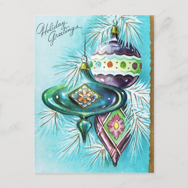 Bombillas de Navidades retro vintage Tarjeta posta (Anverso)