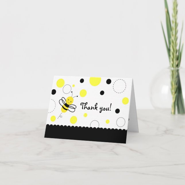 Bomble Bee Birthday Folded Gracias Cartas De Nota (Anverso)