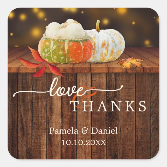 Bompkins Festive Fall Wedding Gracias Pegatina (Anverso)