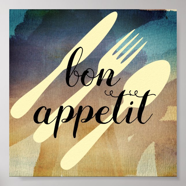 bon apetito cocina comillas palabra arte estilo mo (Frente)