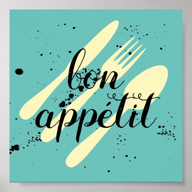 bon apetito cocina comillas palabra arte estilo mo (Frente)