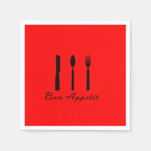 Bon Appetit Black Silverware en la servilleta de p