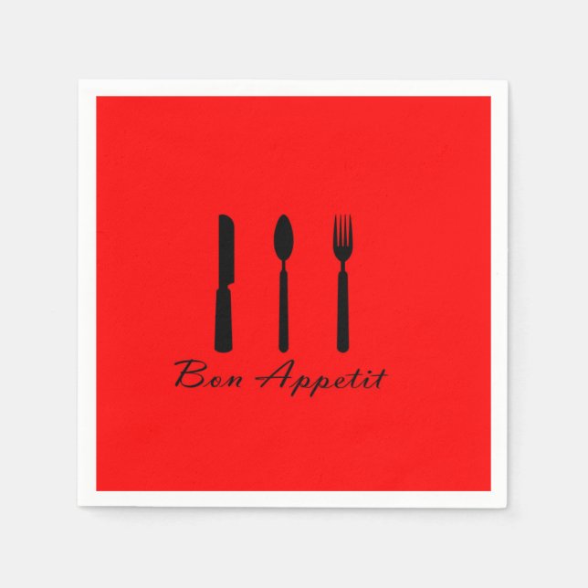 Bon Appetit Black Silverware en la servilleta de p (Anverso)