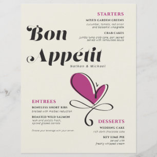 Bon Appetit Boda Cena Hoja de papel
