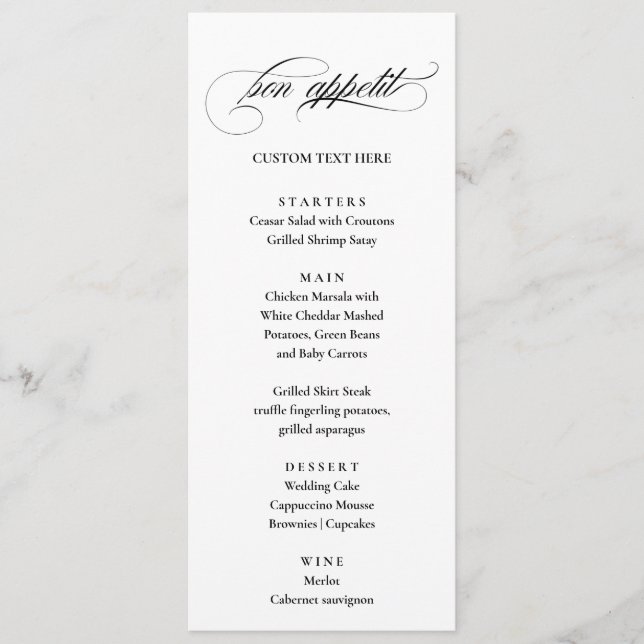 Bon Appetit elegant Menu (Anverso)