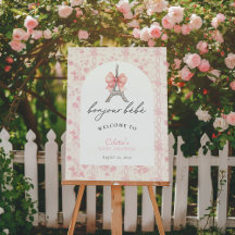 Bon Jour Be Paris French Toile Pink Baby Shower