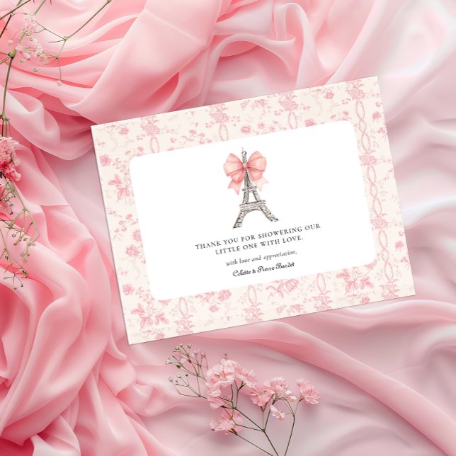 Bon Jour Bebe Romántico Rosa Francés Tarjeta de Ag (Bon Jour BeBe Romantic Pink French Thank You Postcard )