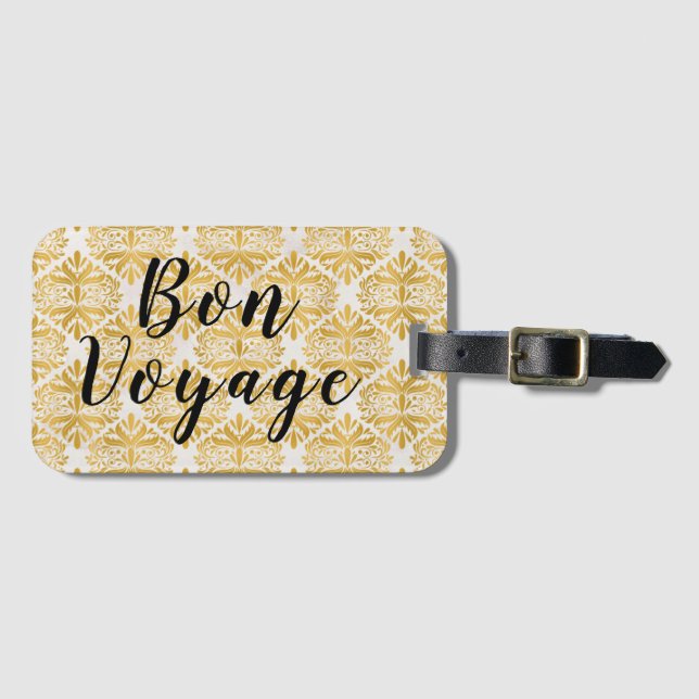 Bon Voyage Elegante Etiqueta De Equipaje (Anverso horizontal)