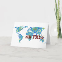 Bon Voyage | Tarjeta cartográfica mundial con patr