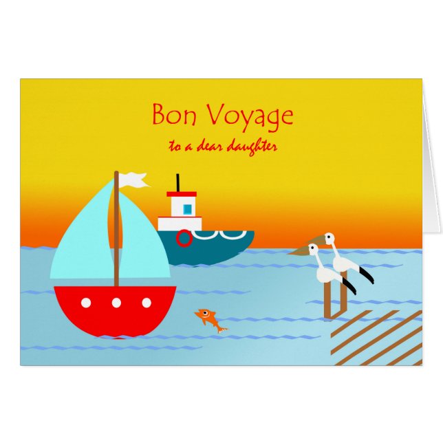Bon Voyage to Daughter, Bots, Pelicans, Sunset (Anverso (Horizontal))