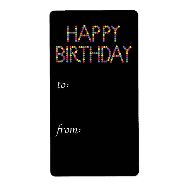 BonBon Fiesta Rainbow Happy Birthday Gift Etiqueta (Frente)