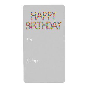 BonBon Fiesta Rainbow Happy Birthday Gift Etiqueta