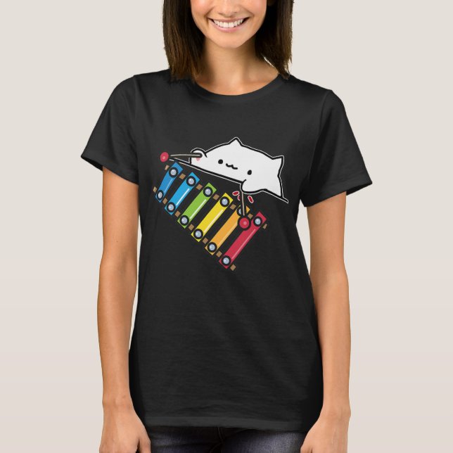 Bongo Gato jugando camiseta marimba lindo meme jue (Anverso)
