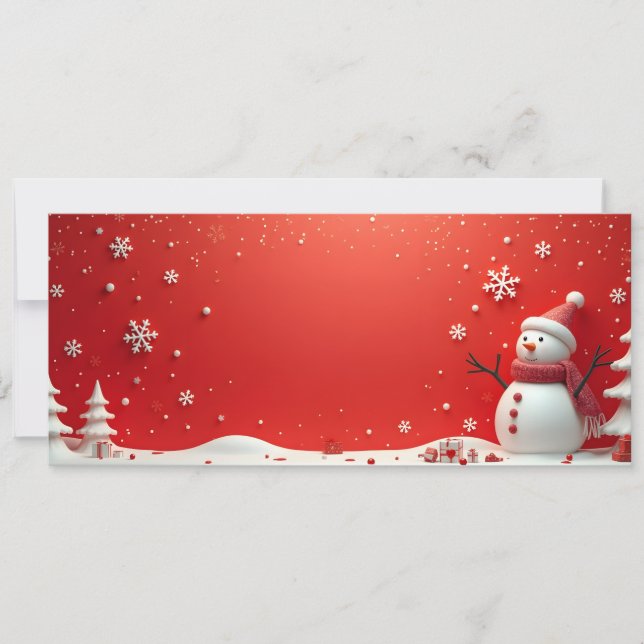 Bonhomme neige 3D sur fond rouge (Anverso)