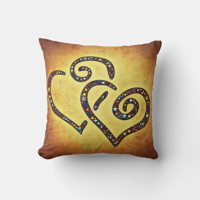 Bonita almohada amarillo corazón gemelo (Anverso)