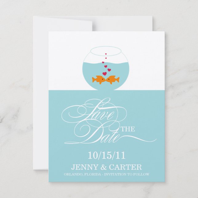 Bonita Boda De Pescado Salvar La Invitación De Fec (Anverso)