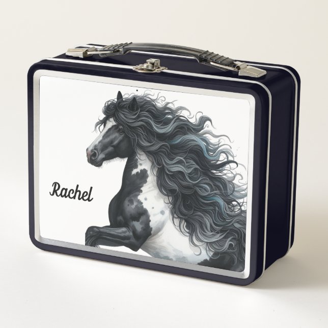 Bonita caja de almuerzo Metalizado para caballos (Anverso)