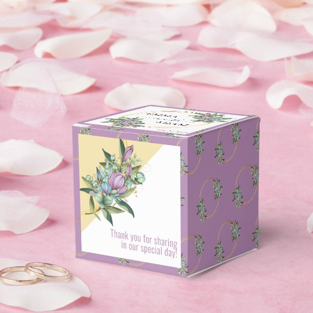 Bonita caja de Favor Botánico Púrpura