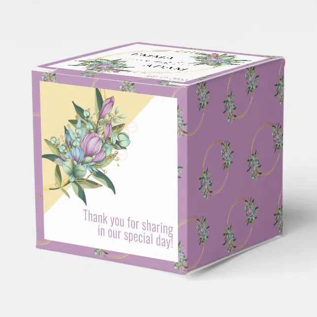 Bonita caja de Favor Botánico Púrpura