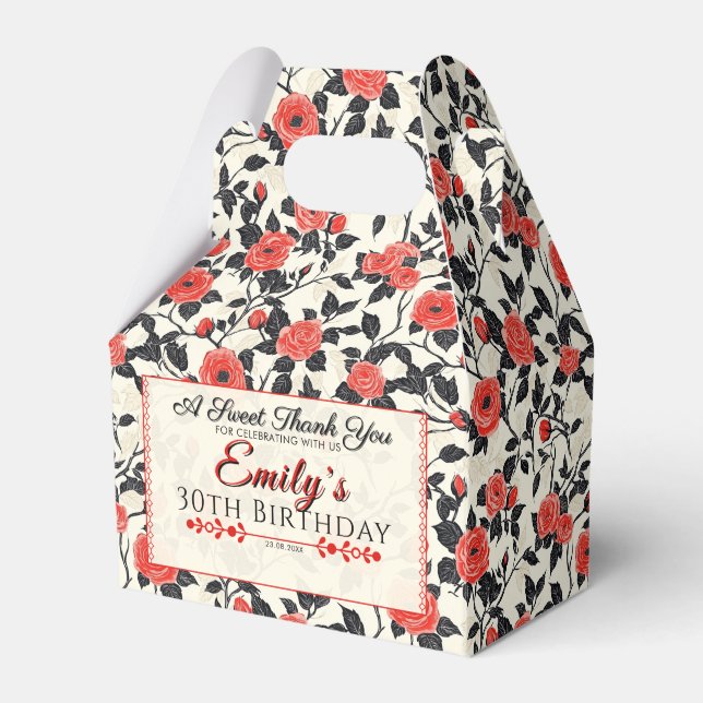 Bonita Caja De Favor De Cumpleaños Rosa Para Nacim (Front Side)