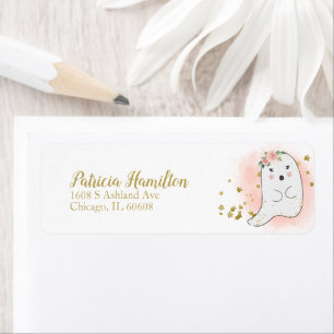 Bonita etiqueta de Baby Shower Ghost Halloween