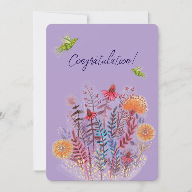 bonita invitación floral de cumpleaños (Anverso)