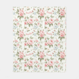 Bonita manta con nombres de rosa en todo el rosado