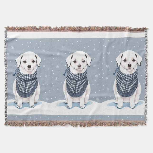 Bonita manta de perros blancos (Anverso)