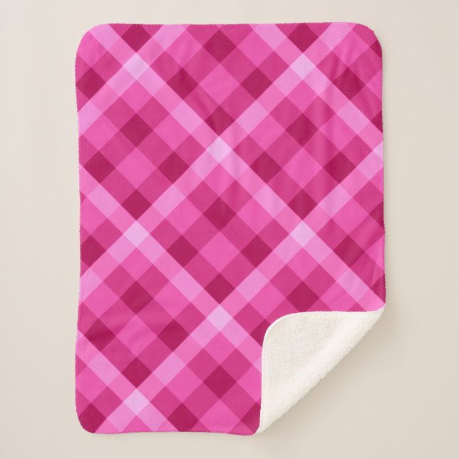 Bonita manta sherpa rosa de plástico magenta (Anverso)