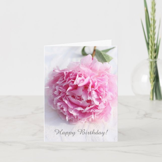 Bonita peonía rosa, tarjeta de saludo personalizad (Anverso)