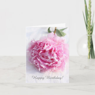 Bonita peonía rosa, tarjeta de saludo personalizad