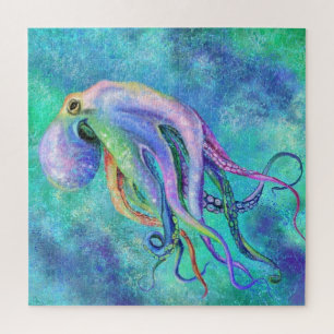 Bonita pintura de rompecabezas de pulpo a color