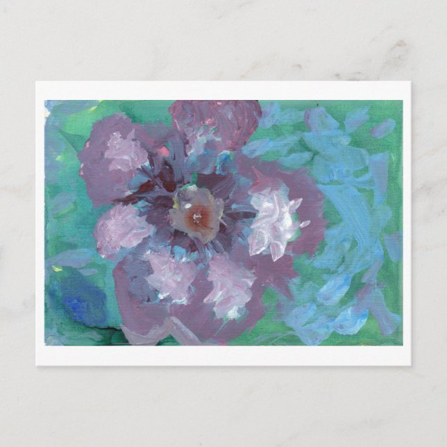 Bonita postal de gran tamaño con flores moradas (Anverso)