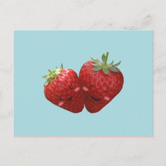 Bonita postal de la pareja de fresas