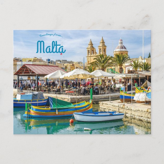Bonita postal de Marsaxlokk Malta (Anverso)