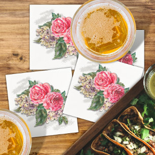 Bonita servilleta de cócteles de papel de rosas ro