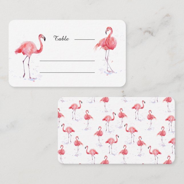Bonita tarjeta color de agua rosa Flamingo (Anverso / Reverso)