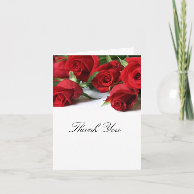 Bonita tarjeta de agradecimiento a las rosas rojas (Anverso)