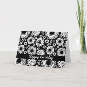 Bonita tarjeta de cumpleaños blanca y negra