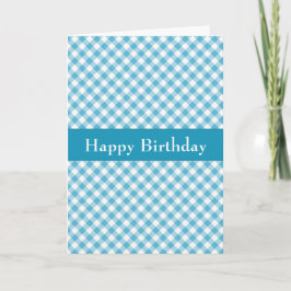 Bonita tarjeta de cumpleaños Blue Gingham