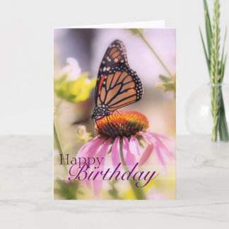 Bonita tarjeta de cumpleaños de la mariposa feliz