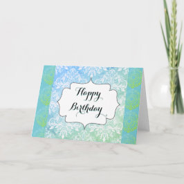 Bonita tarjeta de cumpleaños feliz azul y verde