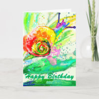 Bonita tarjeta de cumpleaños para caracoles