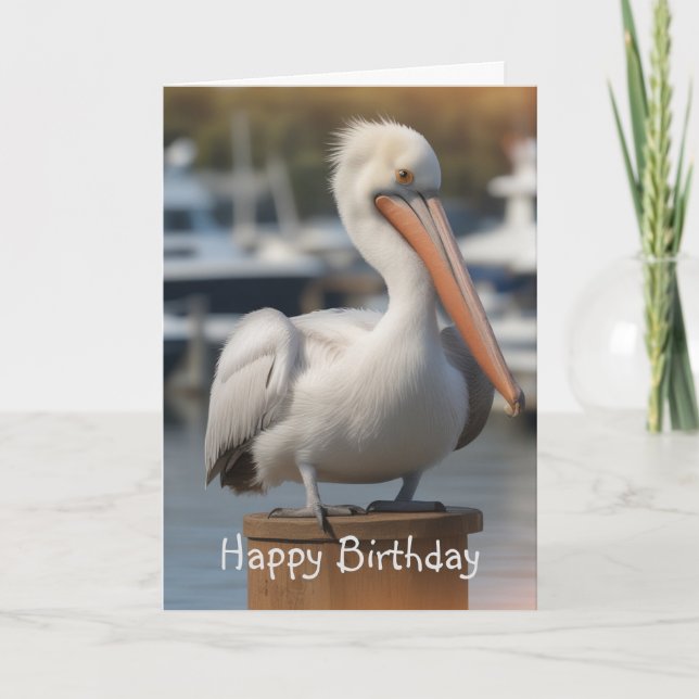 Bonita tarjeta de cumpleaños Pelican (Anverso)