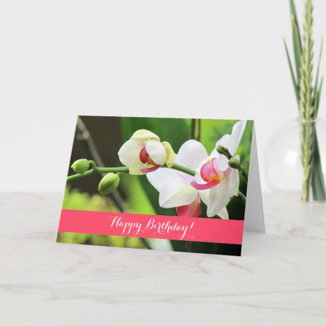 Bonita tarjeta de cumpleaños Personalizado Orchids (Anverso)