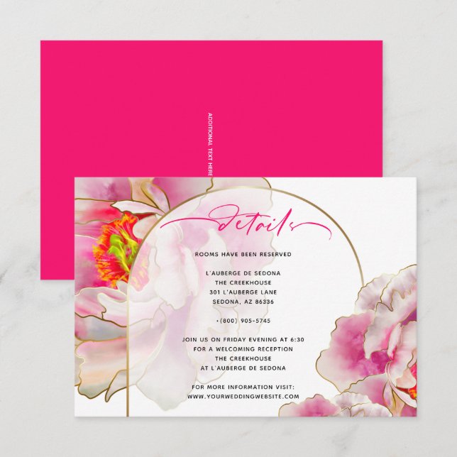 Bonita tarjeta de detalles florales de Scarlet Peo (Anverso / Reverso)