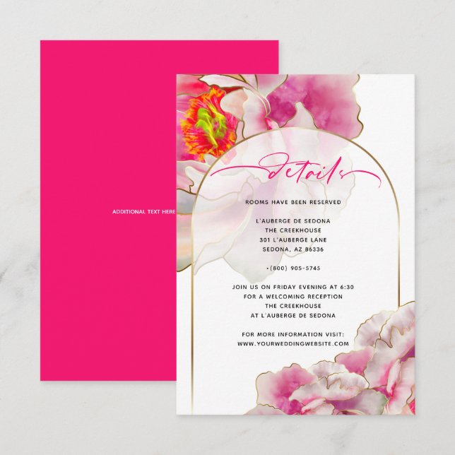 Bonita tarjeta de detalles florales de Scarlet Peo (Anverso / Reverso)